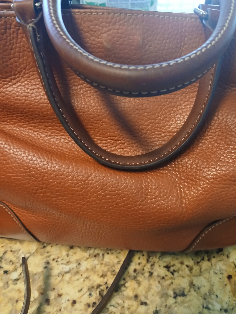 Dooney & Bourke Pebble Leather Satchel in Cognac Brown - Picture 8 of 11